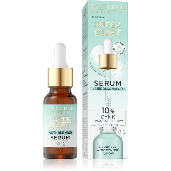 Serum do twarzy na niedoskonałości 10% Cynk, Kwas Salicylowy, Eveline Super Duet, 18ml