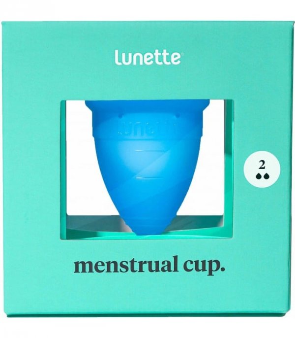 Kubeczek menstruacyjny Lunette, model 2, błękitny + woreczek