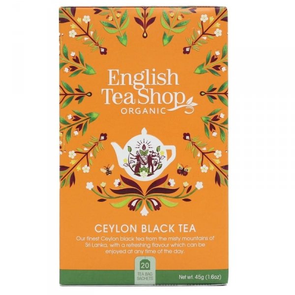 Ekologiczna herbata czarna, Ceylon Black tea, saszetki, 20 x 2,25g, English Tea Shop