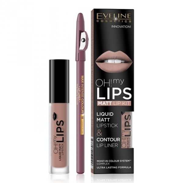 Eveline OH! My Lips Zestaw do makijażu ust (Pomadka +konturówka) nr 08 Lovely Rose