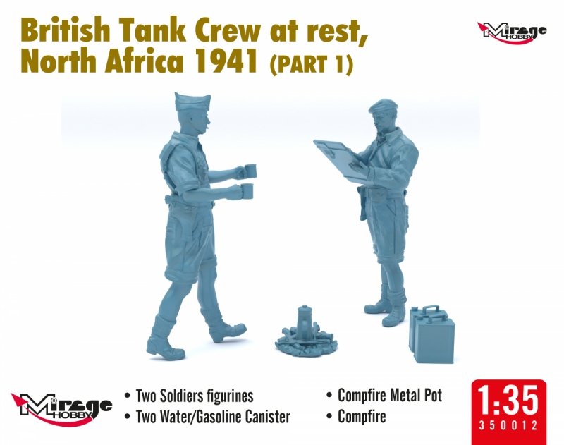 MIRAGE 350012 1:35 British Tank Crew at Rest, North Africa 1941 (Part I)