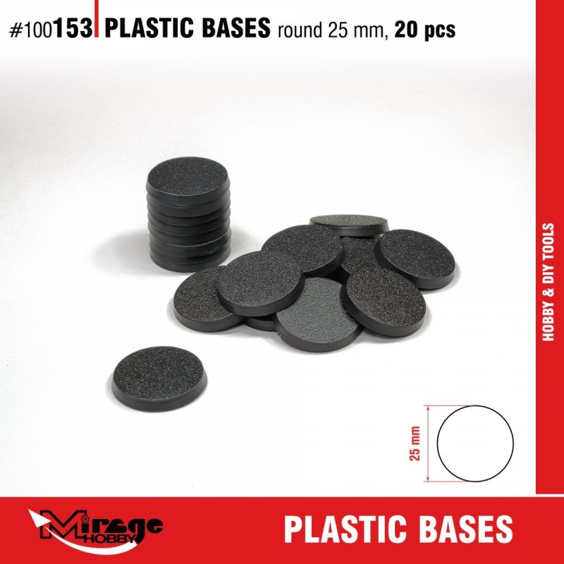 MIRAGE 100153 PLASTIC BASES - ROUND 25mm (SET 20pcs) (podstawki) 