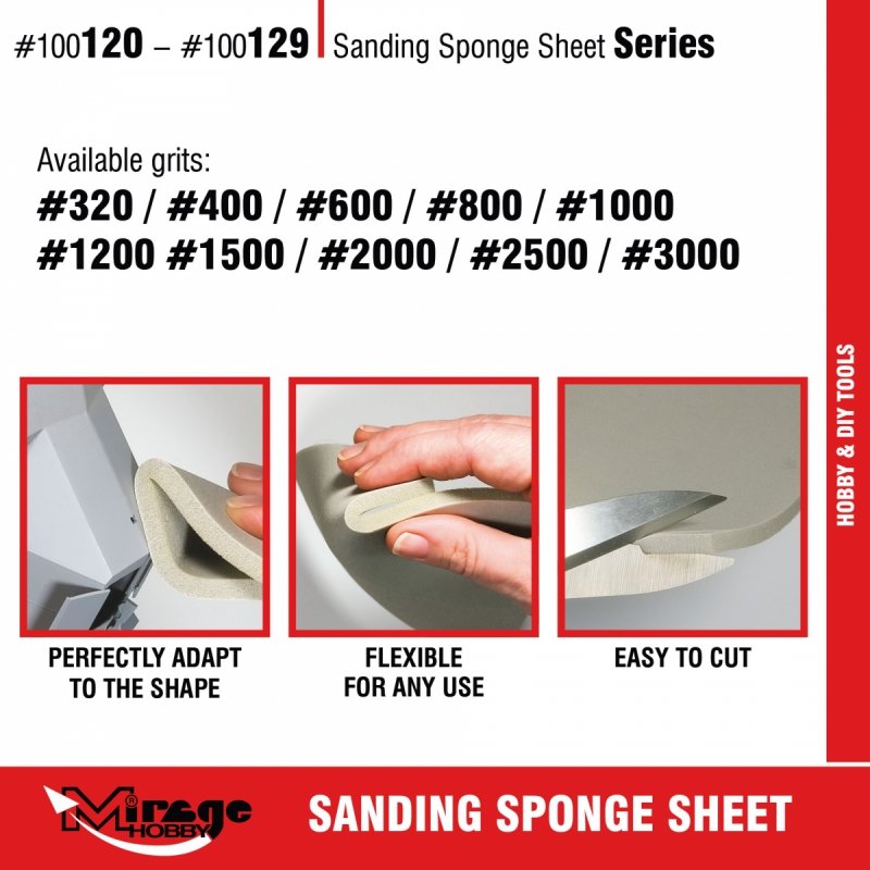 MIRAGE 100123 SANDING SPONGE SHEET #800 (gąbka ścierna) 