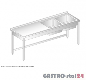 Stół z dwoma zlewami DM 3010 szerokość: 700 mm (1400x700x850)