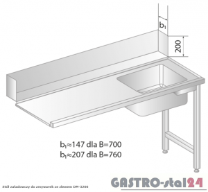 Stół załadowczy do zmywarek ze zlewem DM 3266 szerokość: 700 mm (1000x700x850)