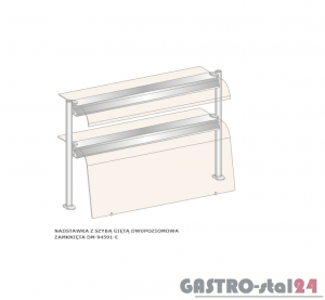 Nadstawka z szybą giętą dwupoziomowa zamknięta z oświetleniem DM-94591 O-E wym. 1825x480x770