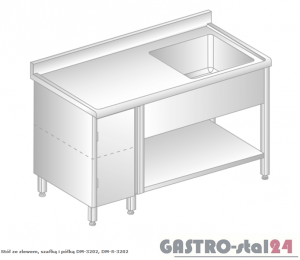 Stół ze zlewem, szafką i półką DM 3202 szerokość: 700 mm (1000x700x850)
