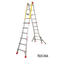 Super profesjonalna aluminiowa drabina teleskopowa ze stabilizatorami SUPER TELES  Faraone TELES.T6SA