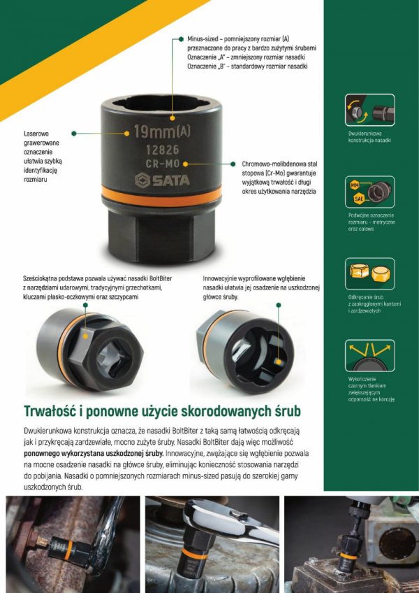 Zestaw nasadek do uszkodzonych śrub SATA BoltBiter 09138 1/4&quot; 3/8&quot; 23szt.