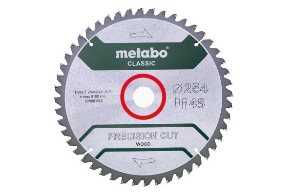 Piła tarczowa Metabo precision cut wood – classic 254x30 Z48 628061000