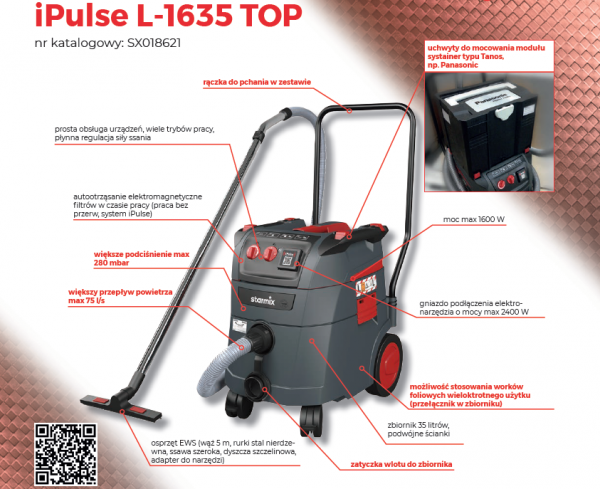 Odkurzacz przemysłowy Starmix iPulse L-1635 TOP EWS SX018621