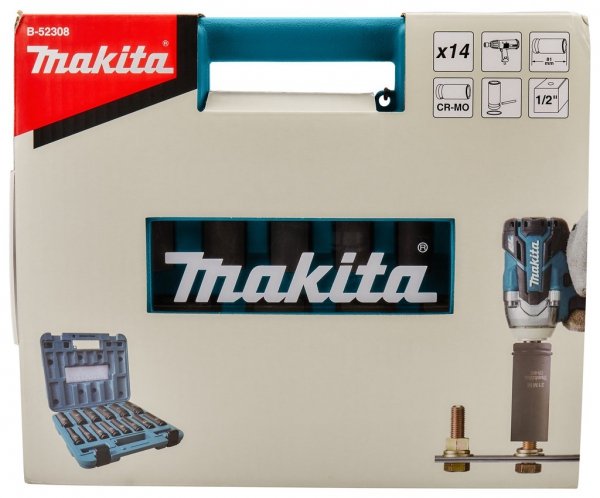 14 elementowy zestaw długich nasadek udarowych Makita B-52308 1/2&quot; 10-32mm