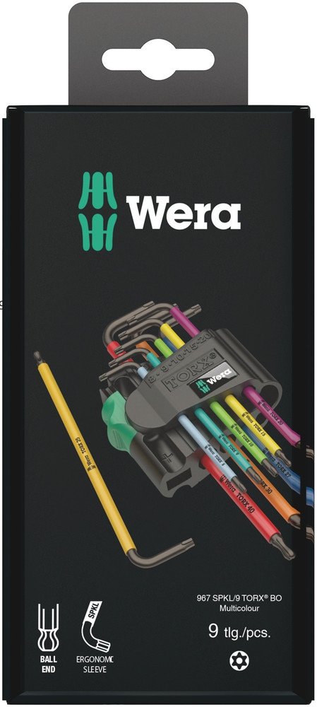 Zestaw kluczy trzpieniowych TORX® BO Multicolour, BlackLaser, z magnetyzerem, 9 części WERA | 05073599001