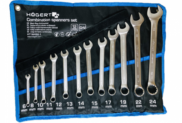 Zestaw 12 kluczy płasko-oczkowych 6-24mm Hogert HT1W492-1