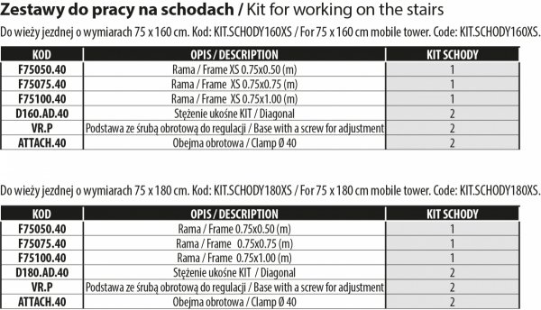Rusztowanie  TOP FLEX 8,04m wieża jezdna o wymiarach 75 x 180 cm   Faraone  S180XS-74