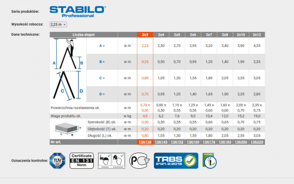 Drabina dwustronna ze stopniami R13 KRAUSE 2x12 stopni 136220