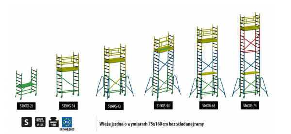 Rusztowanie  TOP FLEX 6,08m wieża jezdna o wymiarach 75 x 160 cm   Faraone  S160XS-54