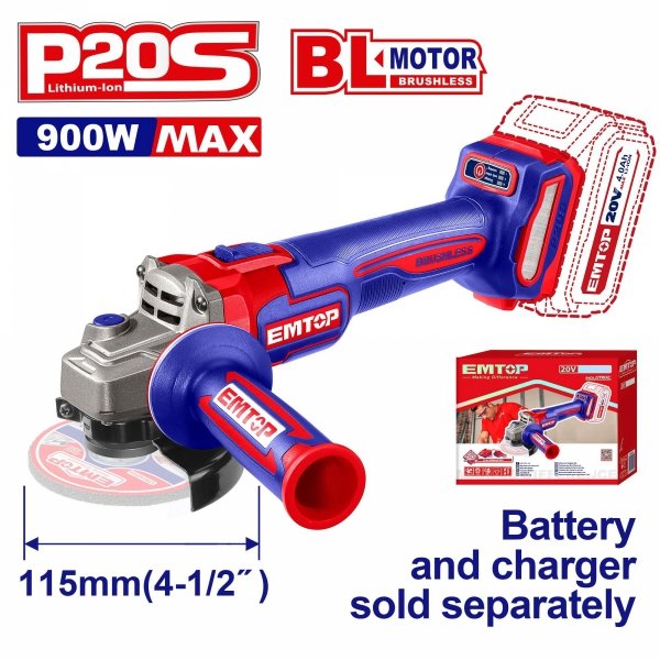 Szlifierka kątowa akumulatorowa EMTOP ELAG21154 20V solo P20S 115mm