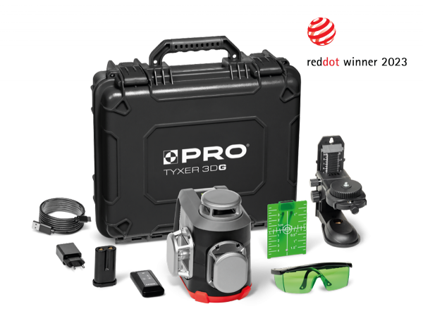 Laser akumulatorowy wieloliniowy 360° zielony PRO TYXER 3DG ZestawPLUS