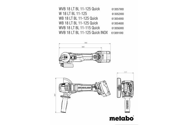 Szlifierka kątowa Metabo WB 18 LT BL 11-125 QUICK 613054840