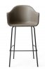 Menu HARBOUR Krzesło Barowe 112 cm Hoker Czarny - Siedzisko Skóra Naturalna Szarobeżowa