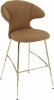 Umage TIME FLIES Hoker - Tapicerowane Krzesło Barowe na Mosiężnych Nogach 112 cm / Brązowe