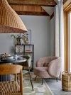 Bloomingville MARLO Krzesło Tapicerowane Ciemnozielone / Rama Czarna