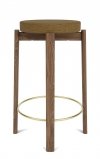 Audo PASSAGE Hoker Tapicerowany - Krzesło Barowe 66 cm Orzech / Obręcz Złota - Tkanina Bouclé 06
