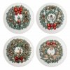 Bloomingville CHRISTMAS VALENTIN Świąteczny Talerz do Ciasta 12,5 cm Zielony / Zestaw 4 Szt.