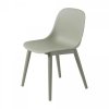 Muuto FIBER SIDE Krzesło z Drewnianą Ramą - Zielone Dusty Green
