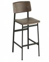 Muuto LOFT Hoker - Stołek Barowy 75 cm Czarny / Siedzisko Ciemnobrązowe