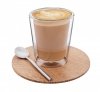 Clap Design CIRCLE Szklanka Termiczna z Drewnianym Spodkiem i Magnetyczną Łyżeczką / Zestaw do Kawy Cappuccino 200 ml