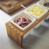 Skagerak PLINT Zestaw 3 Pojemników Ceramicznych na Drewnianej Podstawce