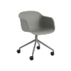 Muuto FIBER ARMCHAIR SWIVEL BASE Krzesło Obrotowe na Kółkach - Szare