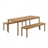 Muuto LINEAR Zestaw Mebli Ogrodowych - Stół 200 cm + 2 Ławki - Pomarańczowy