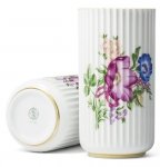 Lyngby Porcelain LYNGBY Wazon do Kwiatów 20 cm Biały z Motywem Kwiatowym
