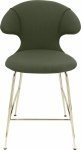 Umage TIME FLIES Hoker - Tapicerowane Krzesło Barowe na Mosiężnych Nogach 102 cm / Zielone