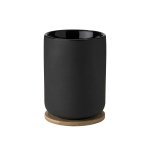 Stelton THEO Kubek z Podstawką Bambusową 250 ml / Czarny