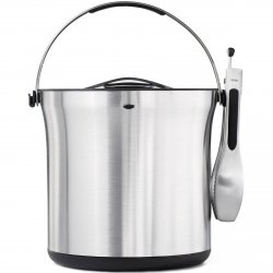 Oxo STEEL Pojemnik - Wiaderko ze Szczypcami na Lód / Srebrny