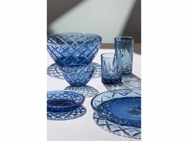 Lyngby Glass SORRENTO Szklane Talerze Deserowe 16 cm 4 Szt. / Niebieskie