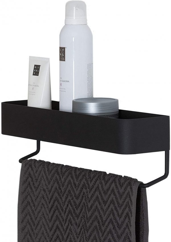 Bath NORDIC Półka Łazienkowa - Uchwyt na Ręcznik 35 cm - Czarny