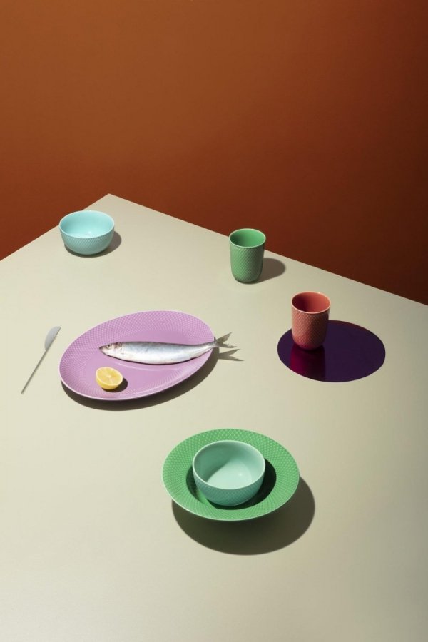 Lyngby Porcelain RHOMBE COLOR Półmisek - Patera Owalna 35 cm Fioletowy