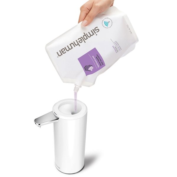 Simplehuman SENSOR Stalowy Automatyczny Dozownik do Mydła, Płynu, Żelu Antybakteryjnego - Akumulatorowy 266 ml Biały