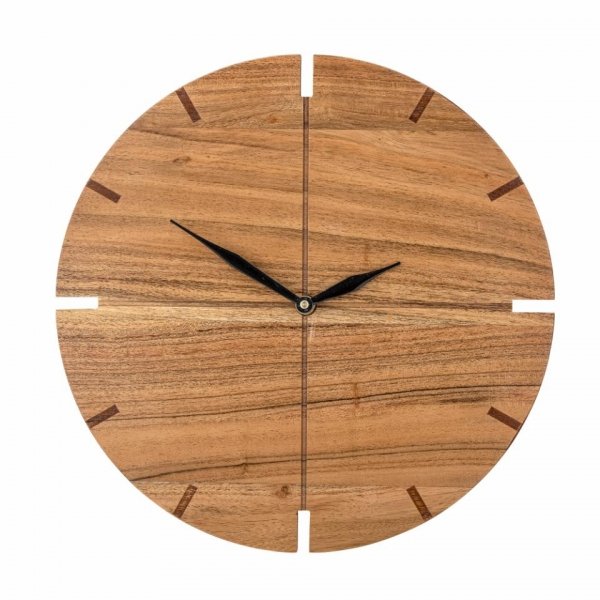 Bloomingville FLORINA Drewniany Zegar Ścienny 30 cm / Akacja