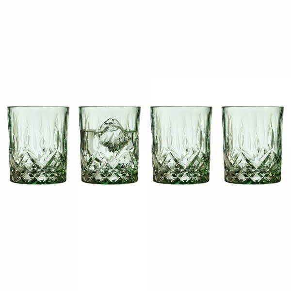 Lyngby Glass SORRENTO Kolorowe Szklanki do Drinków, Whisky 320 ml 4 Szt. / Zielone