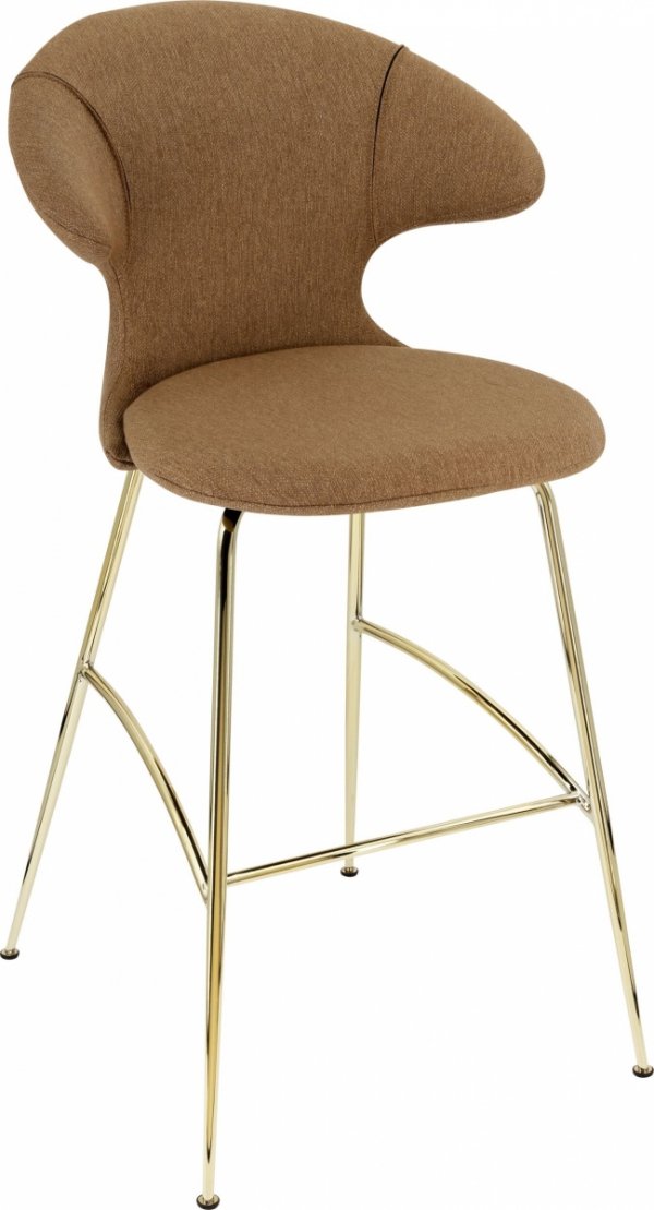 Umage TIME FLIES Hoker - Tapicerowane Krzesło Barowe na Mosiężnych Nogach 112 cm / Brązowe