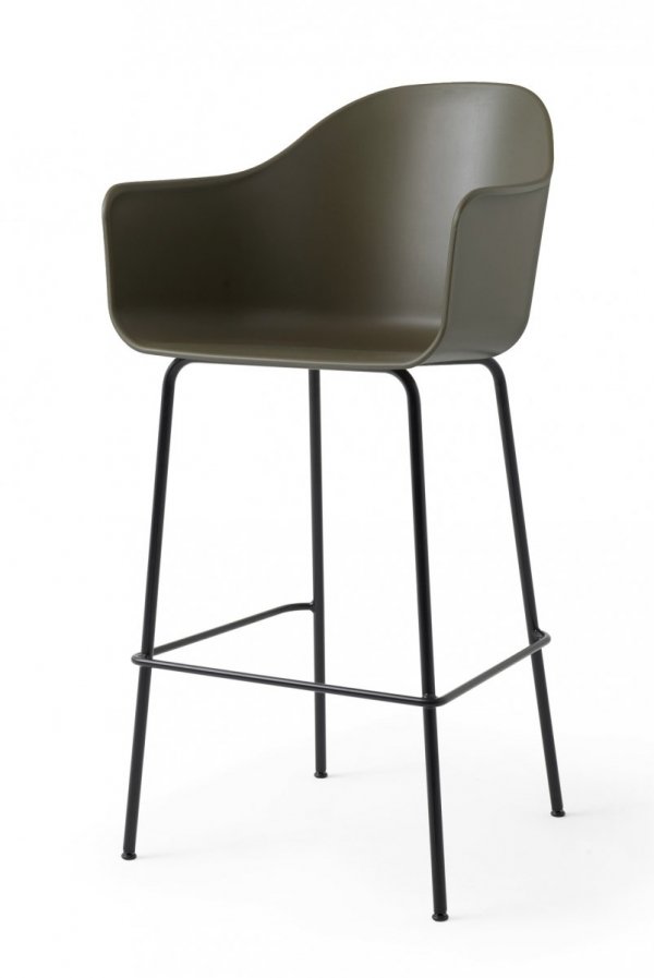 Menu HARBOUR Krzesło Barowe 112 cm Hoker Czarny - Siedzisko Oliwkowe