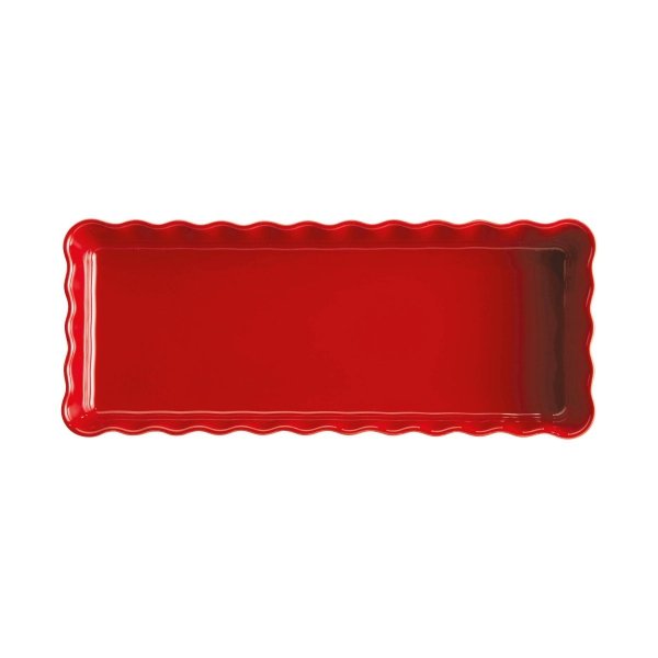 Emile Henry NATURAL CHIC Ceramiczna Forma do Tarty 36 cm Prostokątna - Czerwona
