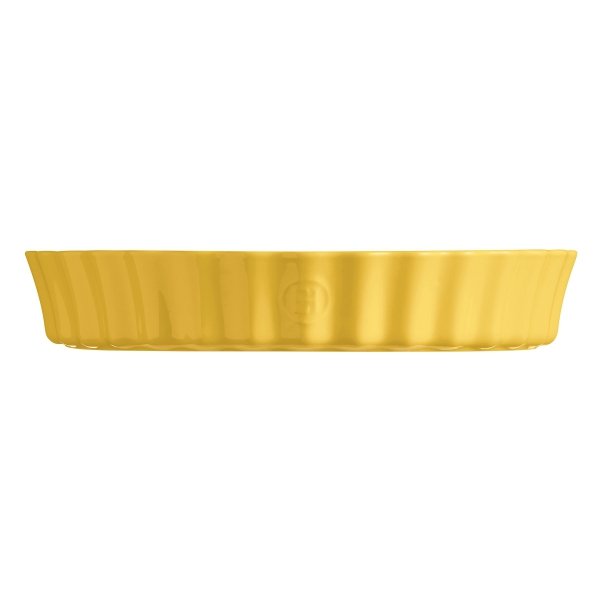 Emile Henry NATURAL CHIC Ceramiczna Wysoka Forma do Tarty 32 cm / Żółta