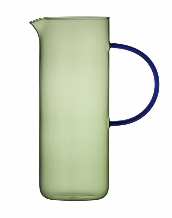 Lyngby Glass TORINO Dzbanek do Wody 1,1 l Zielony / Uchwyt Niebieski